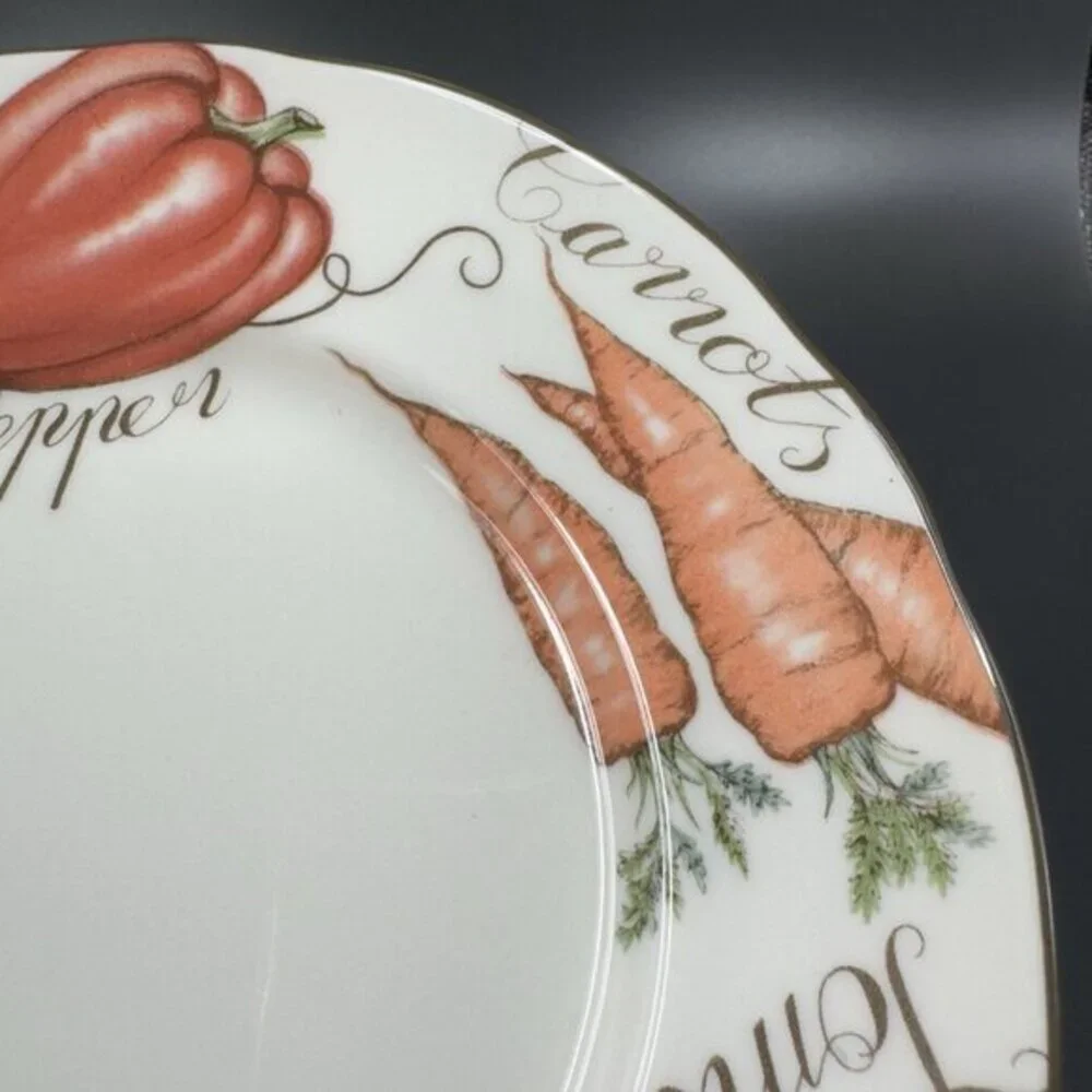 1995 Franciscan Vegetable Medley Ceramic‎ Dish Plate Set 2 Cottage Core 8inch